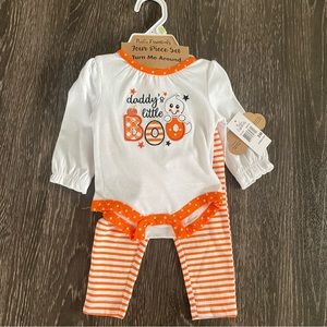 New Baby Essentials Baby Girl Daddy's Little Boo Halloween 4 Piece Set